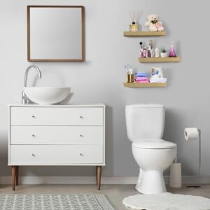 Sorbus Floating Shelves for Wall, Bathroom Shelves Wall Mounted for Kitchen, Bedroom, Bathroom Storage Over Toilet, Hanging Book Shelf for Wall Home Decor Living Room (Maple Wood, 2 Pack) - Image 3