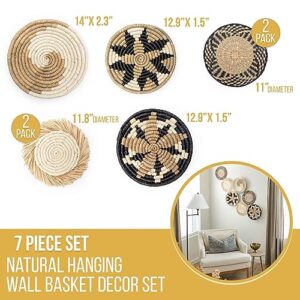 Hanging Woven Wall Basket Set - 7 Unique Handcrafted Seagrass Baskets for Boho, Farmhouse & Rustic Wall Decor, Table Settings & More - Ready to Hang with Nails & Marking Pencil Included - Image 3