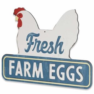 Fresh Farm Eggs Metal Sign - Vintage Farmhouse Kitchen Sign With Hen and Distressed Finish - Image 3
