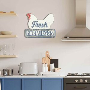 Fresh Farm Eggs Metal Sign - Vintage Farmhouse Kitchen Sign With Hen and Distressed Finish - Image 6