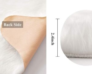 MIULEE Luxury Soft Fluffy Area Rug 3x5 Feet, Faux Fur Sheepskin Rug Decorative Plush Shaggy Carpet for Christmas Decor Bedside Sofa Floor Nursery, White - Image 3