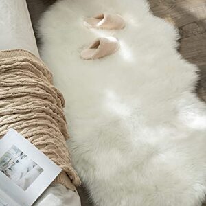 MIULEE Luxury Soft Fluffy Area Rug 3x5 Feet, Faux Fur Sheepskin Rug Decorative Plush Shaggy Carpet for Christmas Decor Bedside Sofa Floor Nursery, White - Image 4