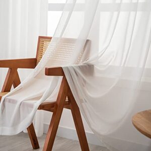LUGOTAL Off White Sheer Curtains Pinch Pleated Curtains & Drapes 96 Inches Long 1 Panel Lightweight Light Filtering Curtain for Living Room Bedroom Semi Sheer Window Curtain, W52 x L96 - Image 4
