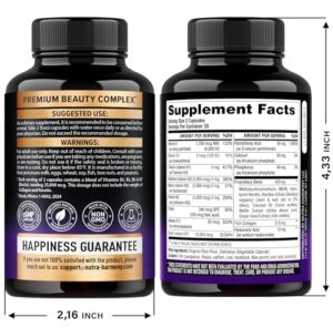Biotin | Collagen | Keratin - Clinically Tested Supplement - Hair Growth Support, Skin & Nails - 25000 mcg Vitamins B2, B3, B6 & B7 + B1 & Hyaluronic Acid - Made in USA - Women & Men | 60 Capsules - Image 3