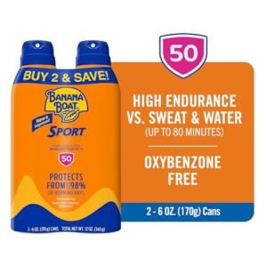 Banana Boat Sport Ultra SPF 50 Sunscreen Spray | Banana Boat Sunscreen Spray SPF 50, Water Resistant, Oxybenzone-Free, Sunblock, 6oz each Twin Pack - Image 3