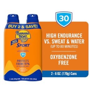 Banana Boat Sport Ultra SPF 30 Sunscreen Spray Twin Pack | Banana Boat Sunscreen Spray SPF 30, Spray On Sunscreen, Water Resistant Sunscreen, Oxybenzone Free Sunscreen Pack, 6oz each - Image 3