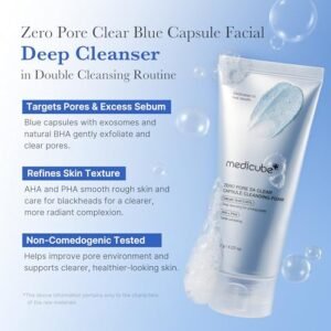 medicube Zero Pore Clear Blue Capsule Facial Deep Cleanser for Skin Texture, Blackhead & Pore Care | AHA, BHA & PHA for Double Cleansing, Daily Gentle Face Wash, Korean Skincare | 120g / 4.23 oz - Image 3