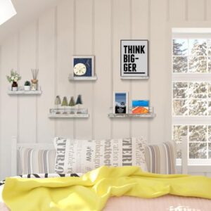 Walasis Rustic Shelves Wall-Mounted Distressed White - Farmhouse Wall Shelves 15.8 inch Wood Wall Decor Decorative Small Floating Ledge Shelf for Bedroom Living Room - Image 3