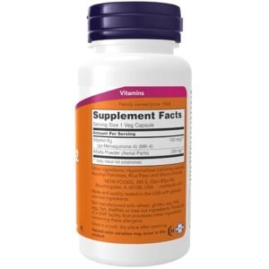 NOW Foods Supplements, Vitamin K-2 100 mcg, Menaquinone-4 (MK-4), Supports Bone Health*, 100 Veg Capsules - Image 3