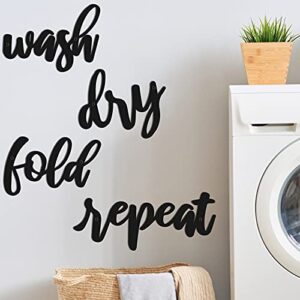 4 Pieces Laundry Sign Room Decor Metal Wash Dry Fold Repeat Wall Arts Signs Funny Laundry Room Signs Vintage Metal Wall Decor for Bathroom Home Decorations Supplies