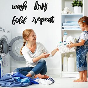 4 Pieces Laundry Sign Room Decor Metal Wash Dry Fold Repeat Wall Arts Signs Funny Laundry Room Signs Vintage Metal Wall Decor for Bathroom Home Decorations Supplies - Image 2