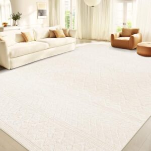 8x10 Area Rug Living Room: Washable Boho Geometric Moroccan Rug Neutral Modern Farmhouse Indoor Soft Non Slip Ultra Thin Large Printed Pattern Carpet for Bedroom Home Office (Beige, 8\'x10\') - Image 2