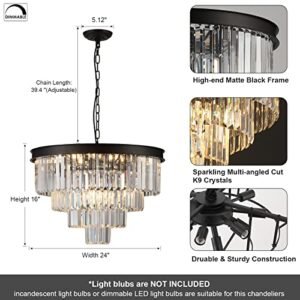 A AXILIXI Modern Crystal Chandeliers 24\" Round Top K9 Crystals Chandelier Adjustable Ceiling Light Fixture 4-Tier K9 Crystal Pendant Lamp 12-Light for Dinning Room Living Room Foyer - Image 2