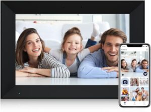 Anna Bella Digital Picture Frame 10.1 Inch IPS HD Touch Screen WiFi Smart Digital Photo Frame with Auto-Rotate, Easy Setup to Share Photos or Videos Remotely via AiMOR APP Black