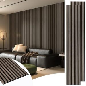 Art3d 2-Pack 108" x 12" Acoustic Wood Panels for Wall, Soundproof Wood Slat Panel for Wall and Ceiling, 3D Fluted Sound Absorbing Paneling for Interior Wall Decor, Living Room, Bedroom - Walnut