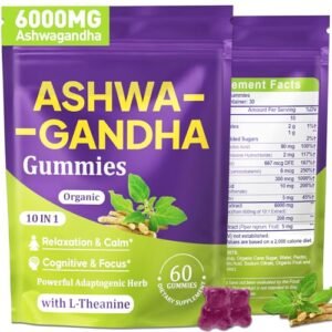 Ashwagandha Gummies - 10 in 1 Organic Ashwaganda Gummies for Women & Men, with L Theanine, Vitamin B6, Black Pepper for Relaxation*, Cognitive, Immune, Zzz, Cortisol, Vegan, Berry Flavor - 60 Count - Image 2