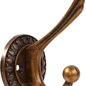 BOZWELL 6 Pack Antique Brass Towel Hook Heavy Duty Wall Hooks Hanger Coat Hook Robe Hook Bathroom Wall for Livingroom Bedroom Kitchen Closet YG02GT-6