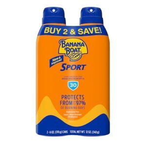 Banana Boat Sport Ultra SPF 30 Sunscreen Spray Twin Pack | Banana Boat Sunscreen Spray SPF 30, Spray On Sunscreen, Water Resistant Sunscreen, Oxybenzone Free Sunscreen Pack, 6oz each - Image 2