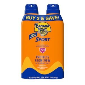Banana Boat Sport Ultra SPF 50 Sunscreen Spray | Banana Boat Sunscreen Spray SPF 50, Water Resistant, Oxybenzone-Free, Sunblock, 6oz each Twin Pack - Image 2