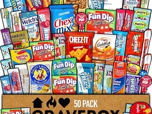 CRAVEBOX Snack Box (50 Count) Easter Variety Pack Gift Care Package Basket Adult Kid Guy Girl Women Men Birthday College Student Office Back to School