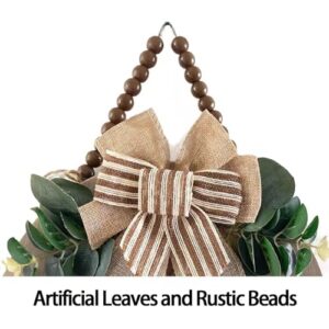 Condorpasea 3D Welcome Sign for Front Door | Home/Farmhouse Porch Décor Wooden Hanging Sign with Artificial Leaves and Rustic Beads | Christmas Classroom |12\" Round - Image 2