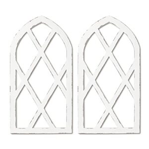 EMASION 2-Pack 16 x 31 Inches Rustic White Window Frame Wall Decor, Farmhouse Wood Window Pane, Vintage Country Decorations for Home, Living Room, Bedroom