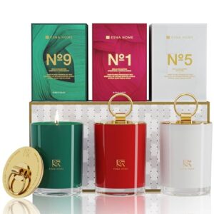 ESNA HOME Luxury Trio Gift Set | 3 Full-Size Aromatherapy All Natural Soy Scented Candle | 150h Hours Long Clean Burn | Holiday Gift Packed to Perfection | Hand Sealed Gift Box & Matching Sleeve - Image 2