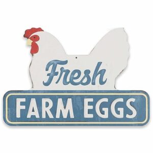 Fresh Farm Eggs Metal Sign - Vintage Farmhouse Kitchen Sign With Hen and Distressed Finish - Image 2