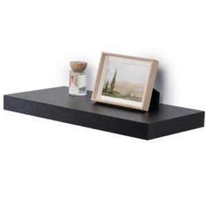 Fun Memories 12" Deep Black Floating Shelves, Rustic Wood Wall Shelves 123456789