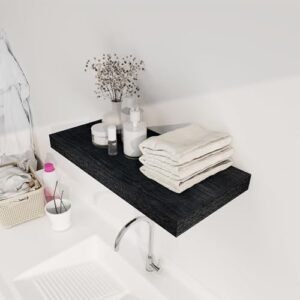 Fun Memories 12\" Deep Black Floating Shelves, Rustic Wood Wall Shelves 123456789 - Image 2