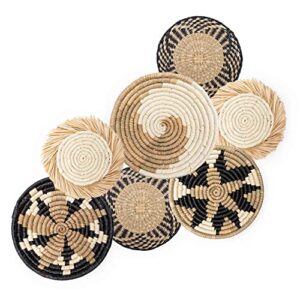 Hanging Woven Wall Basket Set - 7 Unique Handcrafted Seagrass Baskets for Boho, Farmhouse & Rustic Wall Decor, Table Settings & More - Ready to Hang with Nails & Marking Pencil Included - Image 2
