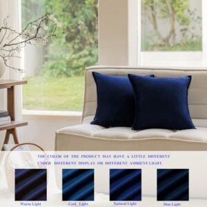 JIAHANNHA Velvet Navy Blue Throw Pillow Covers 18x18 Inches Pack of 2 Soft Decorative Square Cushion Covers for Couch Sofa Bed Livingroom Car,45x45Cm - Image 2