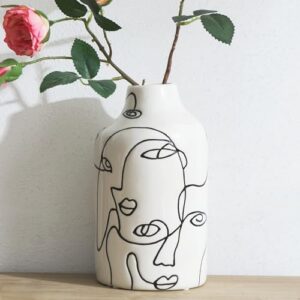 Kimdio Ceramic Vase for Home Decor, Abstract Irregular Design Flower Vase, Living Room Decor Minimalist Decorative Vases for Pampas Grass