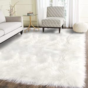 Latepis 6x9 Faux Fur Sheepskin Rug for Living Room, Fluffy Washable Rug for Bedroom, Playroom, Luxury Room Decor, Rectangle - Image 2