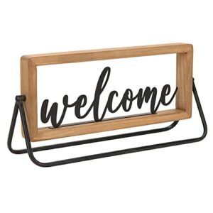NIKKY HOME Wooden Welcome Sign, Rustic Table Signs Freestanding Word Sign Decorative Cutout Welcome Letters Sign for Home Ornament Entryway Living Room Indoor Decor