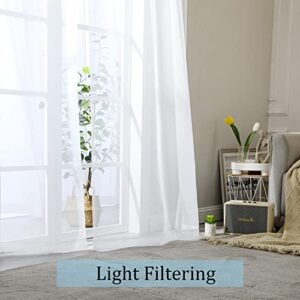OWENIE White Sheer Curtains 84 inches Long 2 Panels Set, Sheer White Curtains for Living Room/Bedroom, Rod Pocket Voile Sheer Panel Drapes, 2pcs, Each 42\" W x 84\" L - Image 2