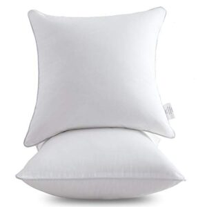 Oubonun 20 x 20 Throw Pillow Inserts (Set of 2) with 100% Cotton Cover - 20 Inch Square Interior Decorative Sofa Pillow Insert Pair - White Couch Pillow - Image 2