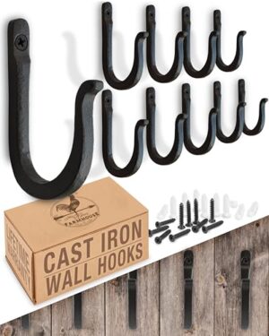 Railroad Spike Cast Iron Hooks (10 Pack) Handmade Blacksmith, Wall Mounted, Farmhouse Decorative Cast Iron Wall Hooks, Vintage Hooks for Hanging Coats, Bags or Pots in Pantry (Black) - Image 2