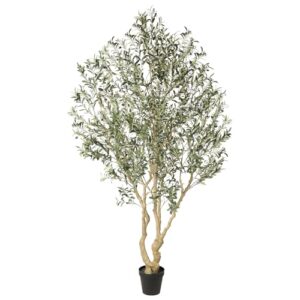 Realead Artificial Olive Tree 8ft - Large Faux Olive Tree with Realistic Leaves and Olives - Full and Grand Design Fake Olive Tree with Sturdy Base for Indoor Outdoor Office Decor - Image 2