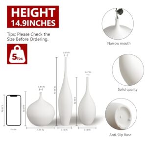 Relexome White Ceramic Vase Modern Boho Wabi-Sabi Flower Vase Set of 3 Decorative Aesthetic Vases for Centerpieces Pampas Matte Minimalist Vases for Living Room Table Shelf Home Decor Gift - Image 2