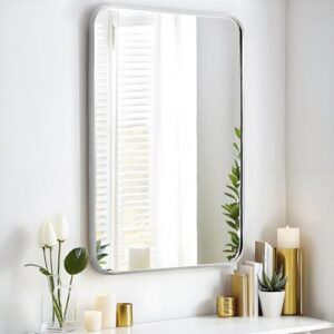 SCWF-GZ 20x30 Rectangle Mirror Full Length Wall Mounted Hanging or Against Wall Metal Frame Dressing Make-up Mirrors for Entryway Bedroom Bathroom Living Room 20 30 inch Silver - Image 2