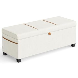 SONGMICS HOME Storage Ottoman Bench, Storage Chest, 15.7 x 43.3 x 15.7 Inches, End of Bed Bench, 27 Gal. (103 L), for Bedroom, Entryway, Living Room, Cream White ULSF533W01