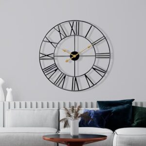 Sorbus Large Wall Clock for Living Room Decor – 24 inch Big Wall Clock Decorative – Battery Operated – Roman Numeral Analog Large Clock for Bedroom, Room, Home, Kitchen, Office, Wall Decor (Black)
