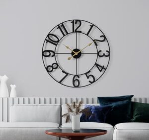 Sorbus Large Wall Clock for Living Room Decor – Easy to Hang 24-Inch Big Wall Clock – Metal Wall Art for Kitchen, Bedroom, Home, Office – Analog Decorative Wall Clock (Black)