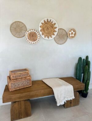 TheNamiCollection Woven Wall Basket Set - Five Hanging Seagrass Baskets | Decorative, Boho Styled Baskets Perfect For Trendy, All Natural Home Decor | Handmade, Round, Woven, Hanging Wall Basket Decor - Image 2