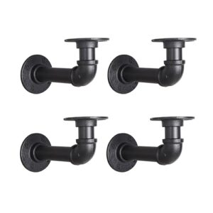 YCCO Industrial L Pipe Shelf Brackets for 7-14 in Depth Wood,Heavy-Duty 3/4\" Iron,Wall Mount Floating Shelf Bracket L Metal Pipe Shelving Brackets for Wood-Black DIY Pipe Shelves(6.7*3.1 Inch 4 Pack) - Image 2