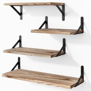 YGEOMER Floating Shelves for Wall Different Sizes Farmhouse Wall Shelf for Bedroom, Bathroom Storage, Living Room and Kitchen Decor(Set of 4) - Image 2