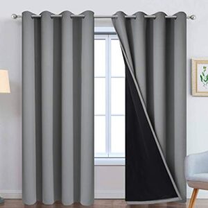 Yakamok 100% Blackout Curtains 84 Inches Long, 2 Thick Layers Heat and Full Light Blocking Soft Thermal Insulated Drapes for Bedroom(52\" Wide Each Panel, Grey, 2 Panels) - Image 2