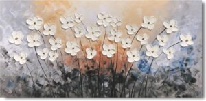 Yihui Arts Flower Canvas Wall Art with 3D Hand Painted Textured Modern Large Oil Painting Contemprary Aesthetic Floral Pictures for Living Room Bedroom DinningDecor - Image 2