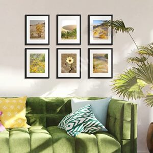 upsimples 11x14 Picture Frame Set of 5, Display Pictures 8x10 with Mat or 11x14 Without Mat, Wall Gallery Photo Frames, Black - Image 2
